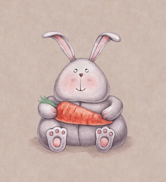 Watercolor illustration of cute bunny toy. Perfect for greeting — Stock Photo, Image