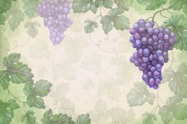 Fondo artístico con acuarela ilustración de uvas — Foto de Stock