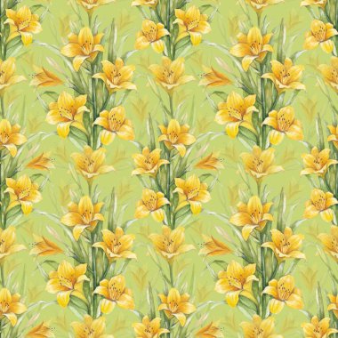 Vintage seamless modeli lily çiçekler