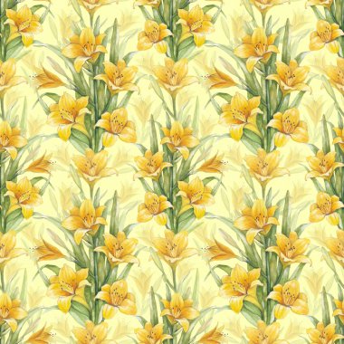 Vintage seamless modeli lily çiçekler