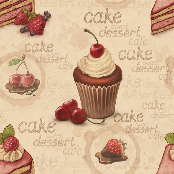 Vintage seamless modeli kek resimli