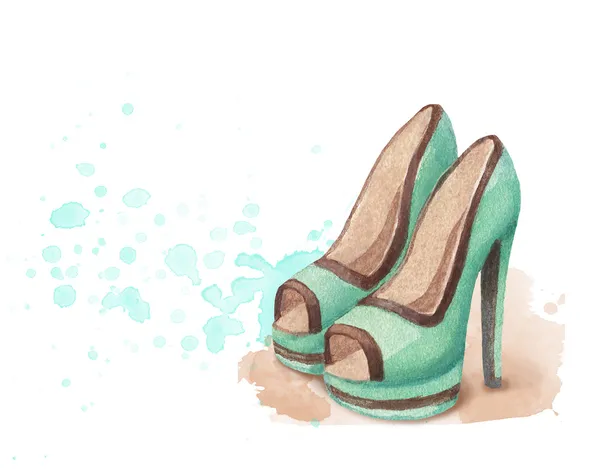 Aquarel schoenen illustratie — Stockfoto
