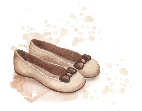 Watercolor flat shoes illustration — Stock Photo, Image