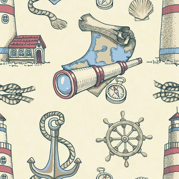 Set of nautical watercolor illustrations — Stock Photo © Sashsmir #11556350