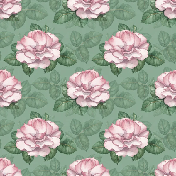 Watercolor pattern with rose illustration