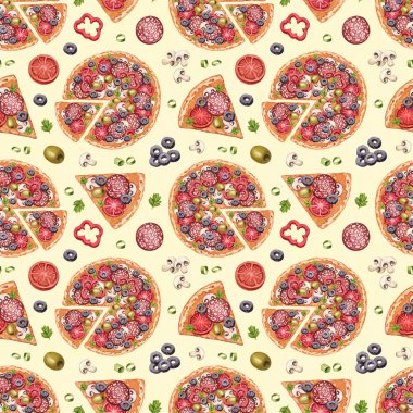 pizza resimli seamless modeli