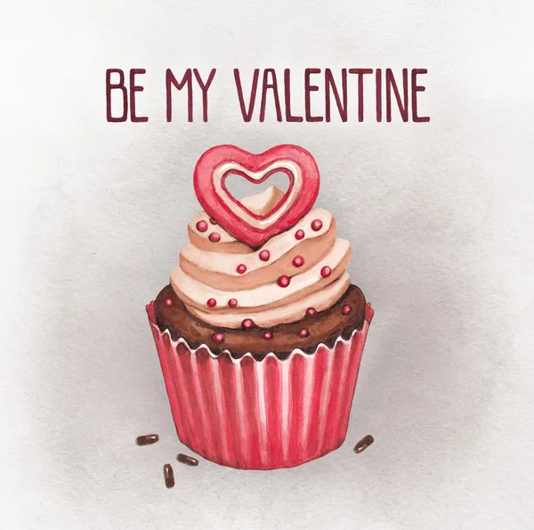 Cupcake for valentines day. Perfect for greeting card — Stock Photo, Image