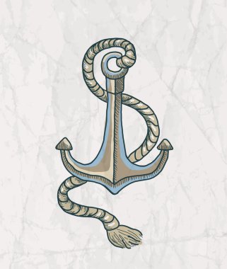 eski bir kağıt üzerinde çapa vektör çizim