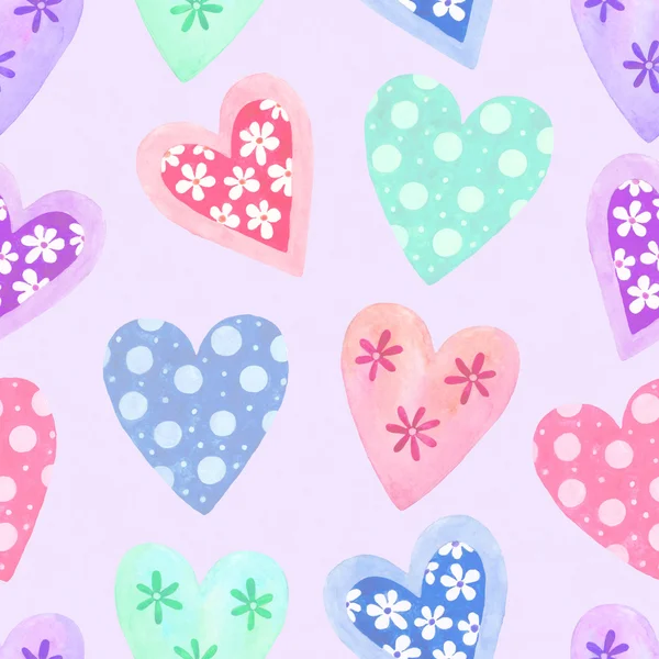 Watercolor seamless pattern for Valentine's day — Stock Photo, Image