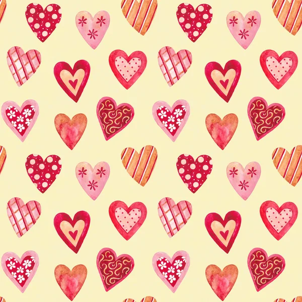 Watercolor seamless pattern for Valentine's day — Stock Photo, Image