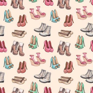 Ayakkabı çizim ile Dikişsiz desen