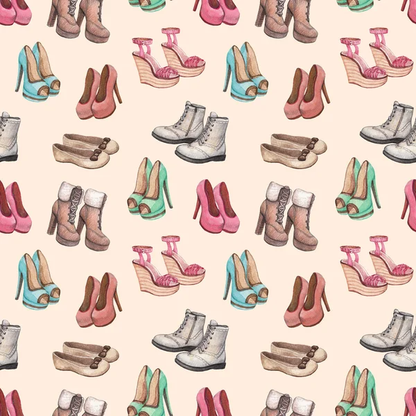 Modello senza cuciture con illustrazione scarpe — Foto Stock