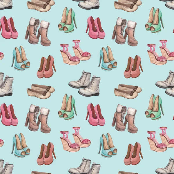 Seamless pattern with shoes illustration — Stock Photo, Image