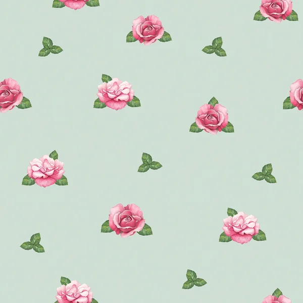 Seamless pattern with watercolor rose illustration — Stock Photo, Image