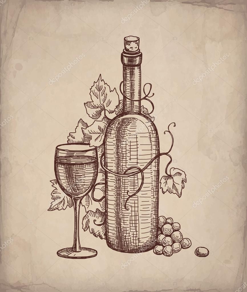 Black And White Pencil Drawing Wine Bottle Teapot Stock Clipart   RoyaltyFree  FreeImages