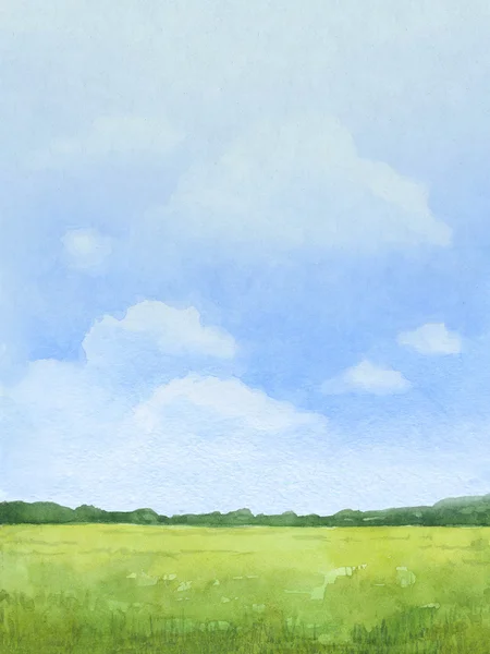 Illustration aquarelle du paysage rural — Photo