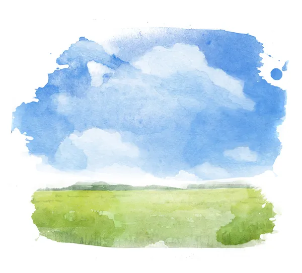 Watercolor illustration of a summer landscape — Stock Photo, Image