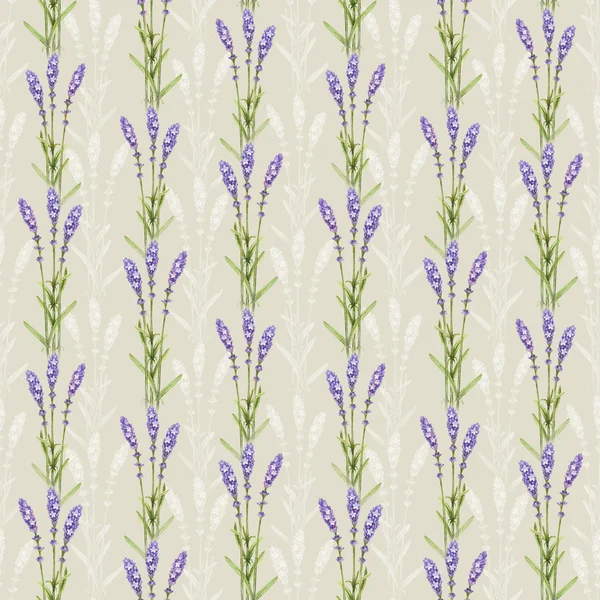 Lavendel blomma illustrationer. akvarell seamless mönster — Stockfoto