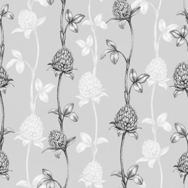 Seamless pattern with a clover drawing — Stock Photo, Image