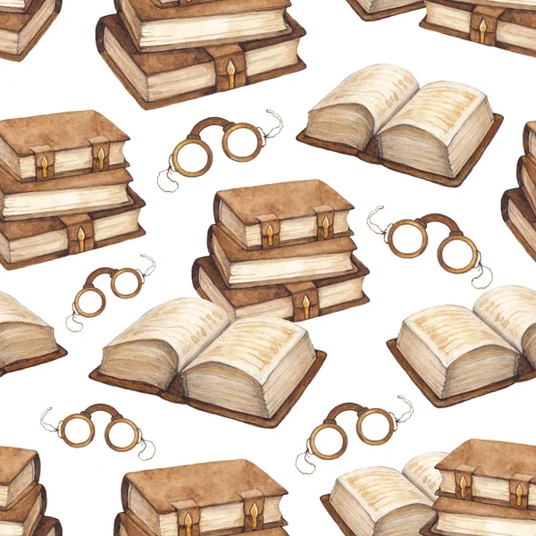 Watercolor vintage books illustration. Seamless pattern — Stock Photo, Image