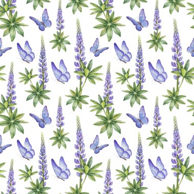 Sulu Boya vahşi kurt çiçekler.