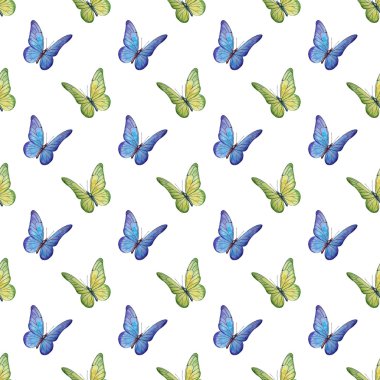 Suluboya kelebekler ile desen