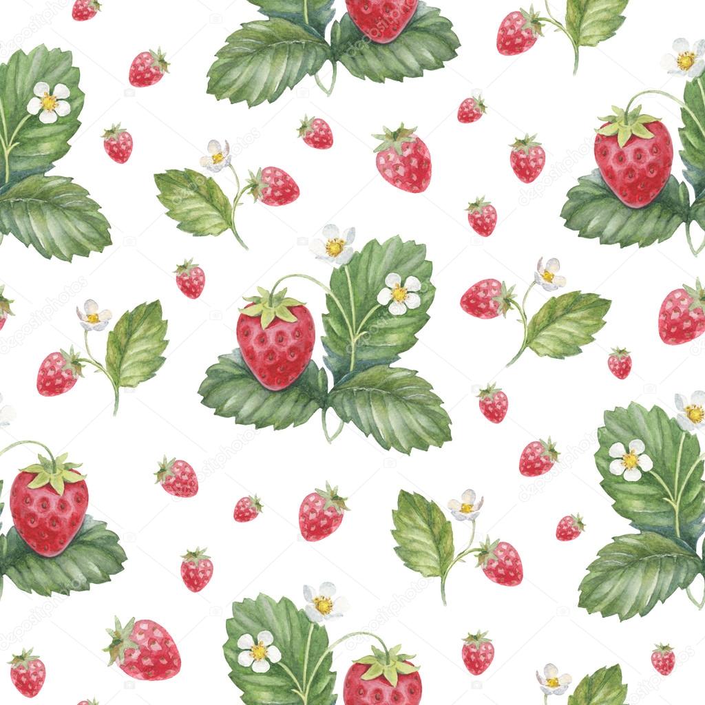 Seamless pattern with strawberry bush