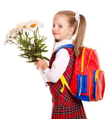 kind met rugzakalt sırt çantası ile.