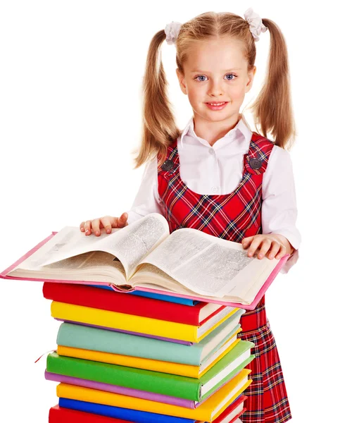 Child with stack book. — Stock Photo, Image