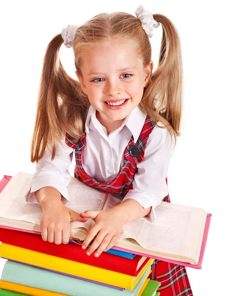 Kind met stapel boeken. — Stockfoto