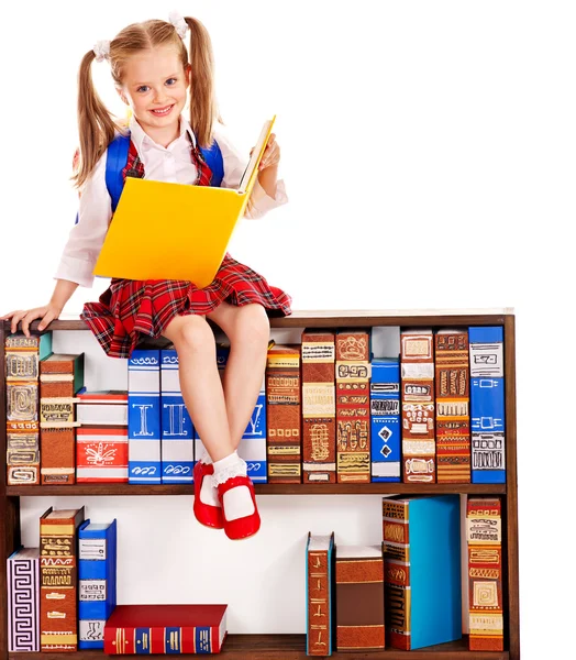 Niño con libro de pila . — Foto de Stock