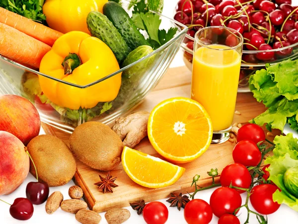 Fresh vegetable on wooden boards.