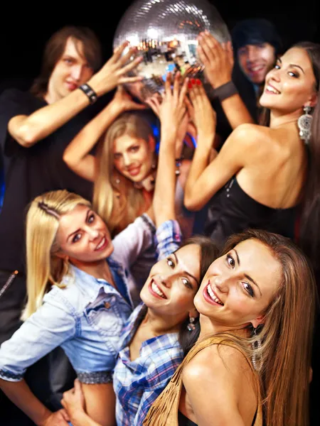 Woman on disco in night club. — Stock Photo, Image