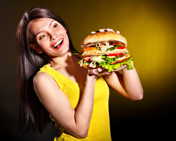 Женщина с гамбургером
.