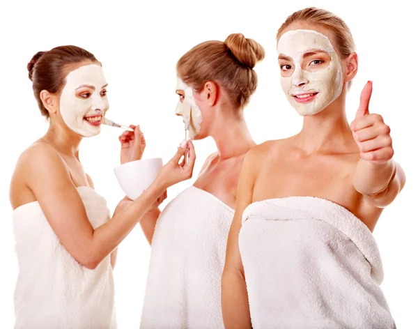 Group women with facial mask. — Stock Photo, Image