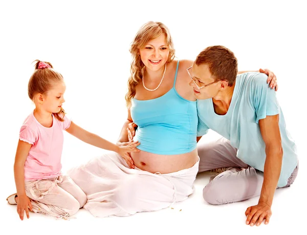 Femme enceinte avec sa famille . — Photo