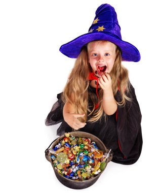 şeker ile küçük kız cadı.