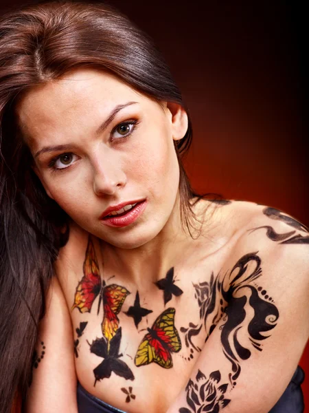 Girl with body art. — Stock Photo, Image