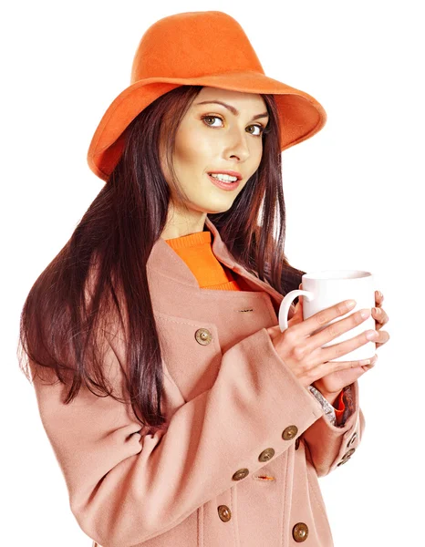 커피를 들고 있는 여자. — 스톡 사진