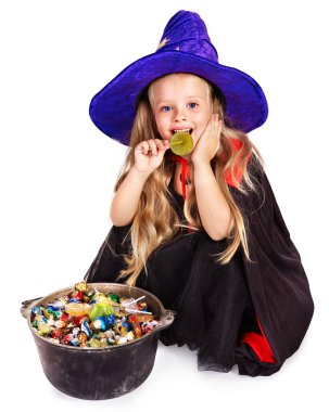 şeker ile küçük kız cadı.