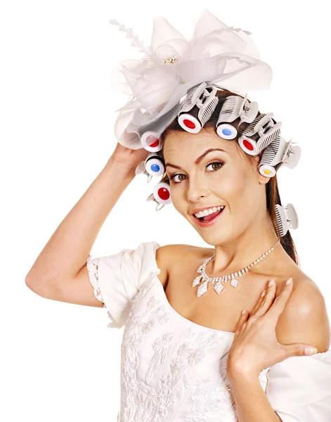 Kobiety noszą Papilotki na głowie. — Zdjęcie stockowe