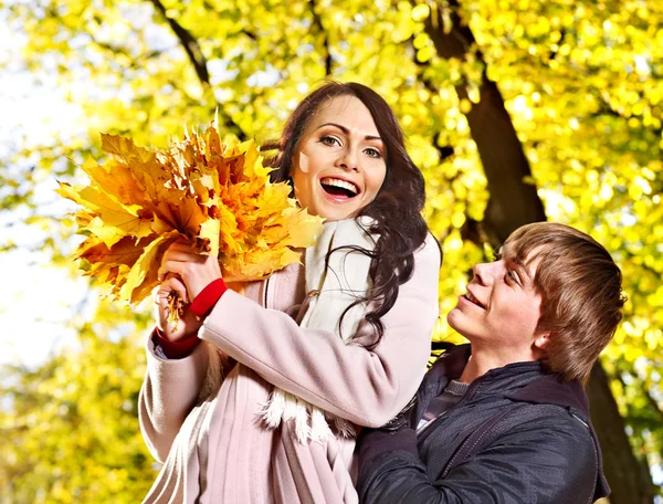 Couple on date autumn outdoor. — Stock Photo, Image