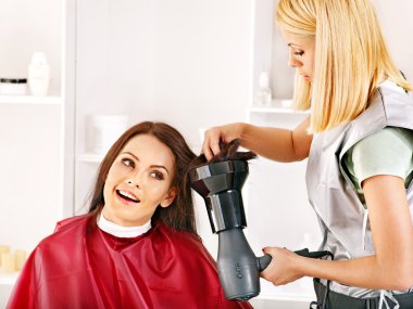 Woman at hairdresser. clipart