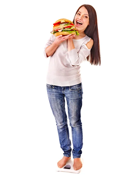 Girl weight loss on scales — Stock Photo, Image