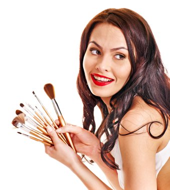 kız makyaj uygulamak.