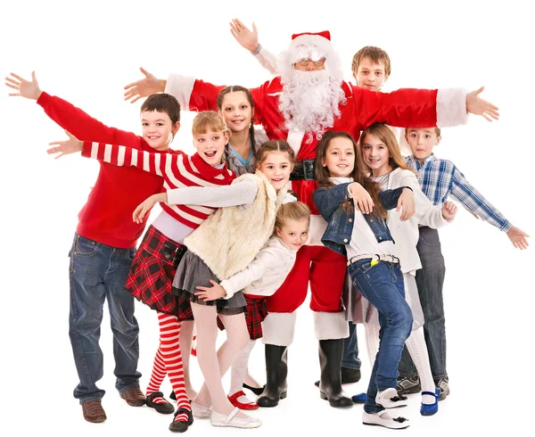 Groep van kinderen met santa claus. — Stockfoto