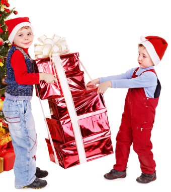 santa şapka hediye kutusu ile çocuklarda .