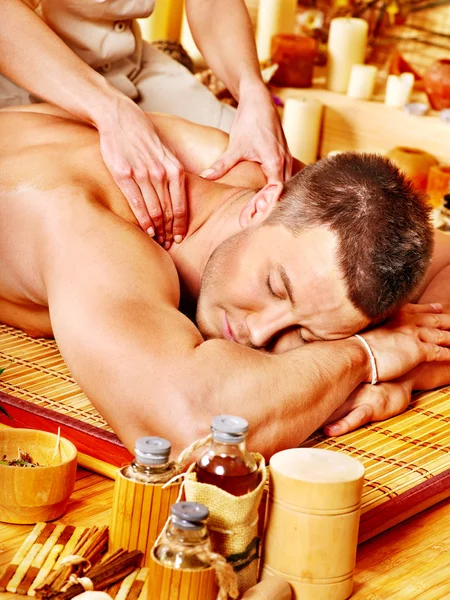 Woman getting bamboo massage. — Stock Photo, Image