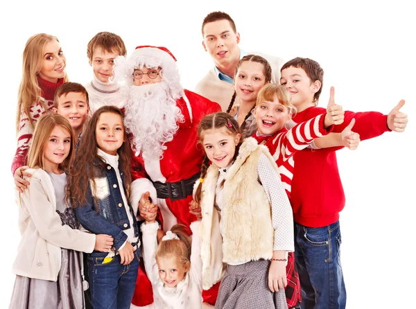 Grupo de crianças com Papai Noel . — Fotografia de Stock