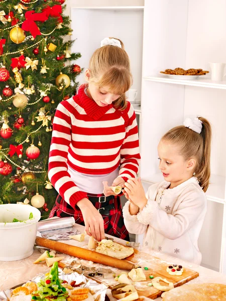 Children rolling dough in kitchen. — Stock Photo, Image